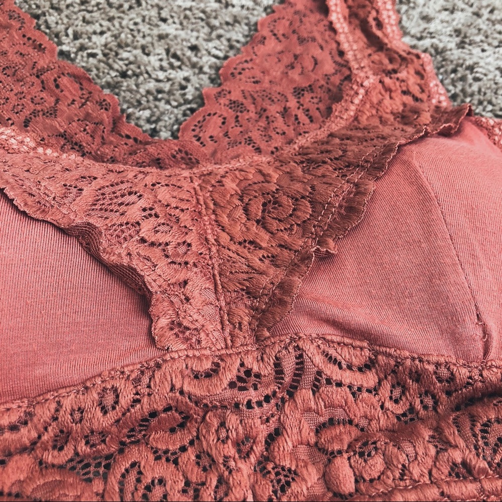 ღ SOLD deep coral lace bralette - Picture 2 of 7